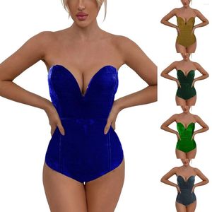 Gymkläder mode sexig kvinnors vinterdräkt alla sammet toppguld höst jumpsuit midje clincher underkläder kvinnor bodysuits toppar