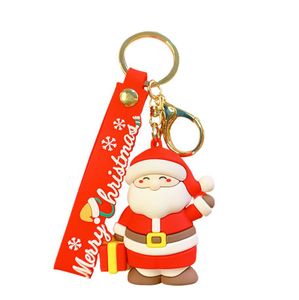 Bonito dos desenhos animados chaveiro de natal papai noel boneco de neve pvc chave pingente adorável pão de gengibre doces chaveiro presentes de natal para amigos