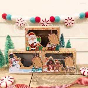 Gift Wrap 3/6/9/12 Stuks Kerst Dozen Papier Snoep Cookie Box Clear Window Krafts verpakking Voor Diy Geschenken Inpakken Levert