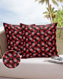 Pillow Case 24pcs Outdoor Cushion Cover Christmas Snowing Czerwona kratona płatek śniegu rzut poduszka okładka sofa sofa do dekoracji domu poduszka 231027