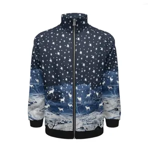 Men's Jackets Noisydesigns 2024 Stand Collar Raglan Sweatshirt Jacket Stars Christmas 5XL Couple Zipper Tops Outerwear Spring Dropship