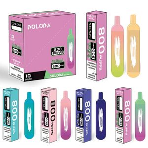 오리지널 Doloda 800 퍼프 미니 바 일회용 vapes e 담배 2.5ml 포드 선언 된 메쉬 코일 500mAh 배터리 2% 5% UPS FedEx