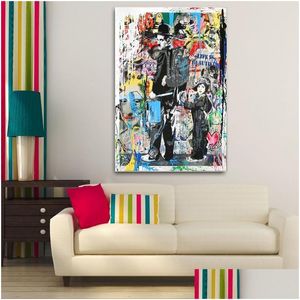 Pinturas Iti Canvas Banksy Art Pôsteres e Impressões Macacos Engraçados Rua Parede Fotos para Modern Home Room Decor Drop Delivery Garde Dhzgf