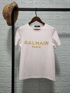 2022 Spring/Summer New Star Same Balman Bold Gold Stamped Mother Cotton Short Sleeve T-shirt for Couples