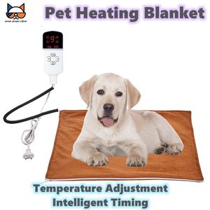 kennels pens Pet Heated Mat Dog Temperature Adjustable Heating Pad Waterproof Electric 3 9 Gears Timer Sleeping Supplies 231027