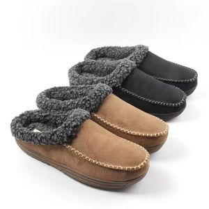 2024 Men's Home Cotton Slippers Winter Indoor Plush Thick Sole Non-Slip Comfortable Warm Silent Cotton Shoes