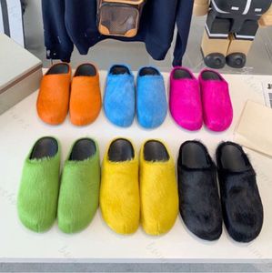 Fussbett Multicolors Slides Slippers Marn Horse Hair Clogs Women Men Shoes Closed Toe Fur Sabot Mules Slip On Sandal Fur Slipper Flip Flops Plush Sneaker LoafersGH