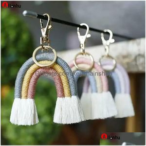 3 Tier Style C Rianbow Bohemian Tassel Key Chain Rings Nordic Ornament Bag Handbag Pendant Charms Hand Woven National Hanger Hangtag D DHZQS