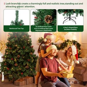 Andra evenemangsfestleveranser 6ft Artificial Christmas Tree Prelit Green Xmas Förinstallerade lampor med 350 lysdioder och dekorationer 231027