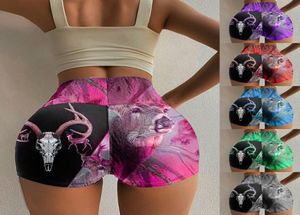 2021 S5XL Women Fashion High Weist Yoga Country Girl Deer Heap Printed Hip Bottom Branties Gym Wear Shorts Sports Slim3491828