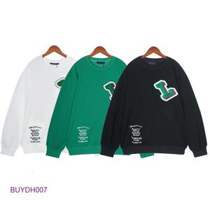 Mrfu herrtröjor män hoodies pullover designer lyx huvtröjor flockar bokstäver bomull tröja avslappnad vit svart grön jumper