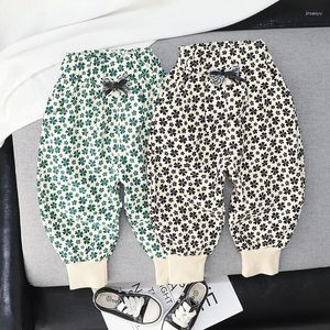 Hosen Kinder Mädchen Baby Frühling Kleidung Oberbekleidung Bogen Floral Für Kleinkind Kinder Tuch Gummibänder Harlan Lose Hosen