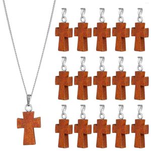 Storage Bottles 15 Pcs DIY Charms Pendant Keychain Necklace Small Jewelry Cross Supplies Wooden Decoration
