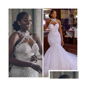 Mermaid Wedding Dresses Arabic Aso Ebi Vintage Lace Beaded Sheer Neck Bridal Sexy Gowns Zj261 Drop Delivery Party Events Dhxei