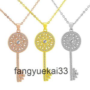 Fashion Personality Womens Color Gold Necklace T Home Key Pendant Plated Jewelry Versatile Sweater Chain