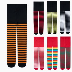 Trousers 6 14Y Kids Girls Stripe Tights Pantyhose Children High Waist Elastic Leggings Cosplay Halloween Christmas Stockings 231027