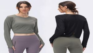 Women039s Sports Long Sleeve Top Yoga Outfits Wear Bifurcation Beautiful Back Sportswear Fashion Breathable TShirt Tops TShir4642033