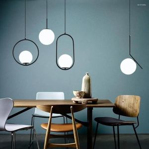 Pendant Lamps Glass Chandelier Ball Modern Dinning Kitchen El Loft Lighting LED Hanging Black Lamp Gold Lamparas Home Decorations