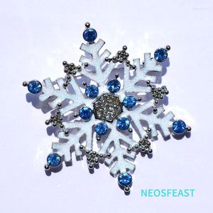 Brooches Blue Color Snowflake Rhinestone For Women Elegant Enameled Corsage Pin Ladies Gifts Dress Accessories Classic Jewelry