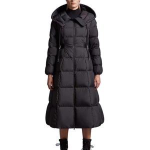 Jaqueta feminina inverno jaquetas longas para baixo casacos puffer cintura moldando bainha solta gola de cabelo raposa quente moda parkas com cinto senhora casaco outerwear bolso