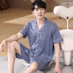 Men's Sleepwear XXXL Pijamas Hombre Cotton Male Nightwear Summer Men Leisure Sleeve Short Pattern Suit Big Yards Generous Homewear Pajamas