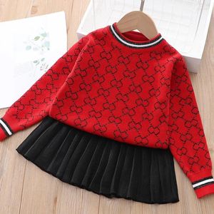 Conjuntos de roupas Meninas Roupas de Inverno Conjunto de Manga Longa Camisola Camisa e Saia 2 Pcs Terno Roupas de Primavera para Crianças Meninas