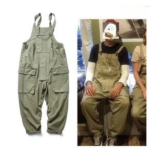 Męskie dżinsy amerykańskie vintage Pockets kombinezon estetyczne spodnie ładunkowe Jumpsuits High Street BIB Suspender dla mężczyzn kobiety