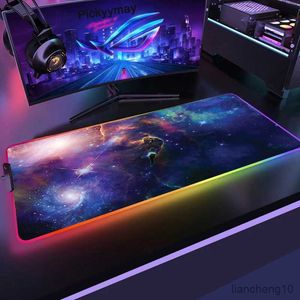 Mauspads, Handgelenkplatz, großes RGB-Mauspad, Mauspad, LED-Mauspad, Gamer-Mauspads, Tischpads, PC-Schreibtischunterlage, RGB-Tastaturmatte, XXL, 90 x 40 cm, R231028