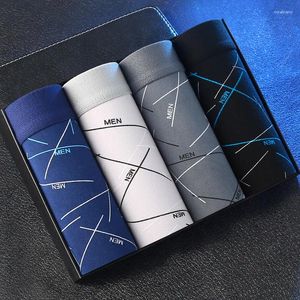 Külot 4pcs/Lot Man Panties Mens Boxer Shorts Mektuplar Erkek Moda Nefes Alabilen Boksörler Büyük Boy Boyu Dışbükey Erkekler