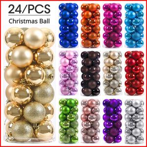 Other Event Party Supplies Christmas Ball Ornaments 6cm Plastic Party Pendant Set Electroplating Pink Green Christmas Tree Decoration for Home Xmas 2024 231027