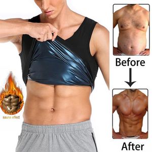 Män polymer svett bastu shaper väst kropp shaper midje tränare bantning kvinnan tank topp träning skjorta viktminskning kropp forma 220295b