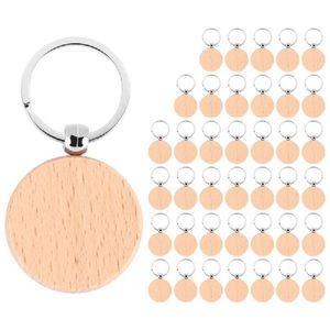 Klasynie Smycze 40pcs puste okrągły drewniany klawisze łańcucha majsterkowicz drewniane breloki kluczy kluczy mogą grawerować DIY prezenty 40 mm 231027