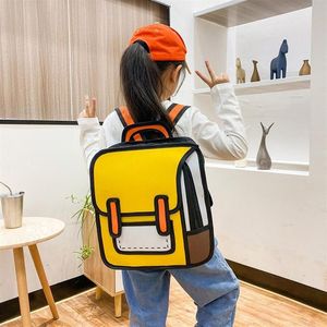 Sırt Çantası 2021 Yüksek Kapasiteli Moda Karikatür İki Boyutlu Kişilik 2D 3D Stereo Schoolbag283a