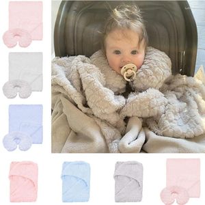 Blankets 2Pcs/set Baby Stroller Blanket U-shaped Pillow Warm Soft Infant Quilt Born Swaddle Sleeping