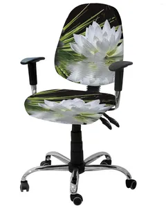 Chair Covers White Lotus And Black Zen Stones Elastic Armchair Computer Cover Removable Office Slipcover Split Seat
