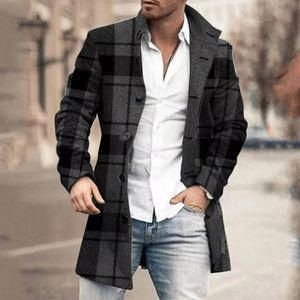 Men's Wool Blends SingleBreasted Blend Coats Casual Lapel Collar Long Sleeve Jacket Male Spring Autum Fashion Warm Trench Overcoat 231027