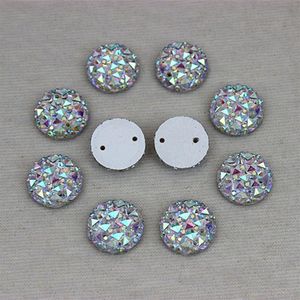 12mm 300pcs Crystal AB Akrilik Düz Arka Çember Şekli Akrilik Rhinestone Dikiş 2 Delik178B