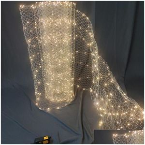 Dekoracja imprezy ślubne sufitowe elementy Centrum LED Siatka Lekka sznurka Star Net Rice Lampa El Ornament Drop Dive Favor Dhik2