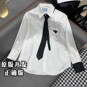 Kvinnors blusar skjortor designer shenzhen p hem 2023 tidig höst ny ättiksyra skjorta slips akademi stil långärmad 2qb0