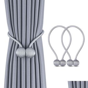 Curtain Poles Magnetic Ball S Tie Rope Accessory Rods Accessoires Backs Holdbacks Buckle Clips Hook Holder Home Decor Drop Delivery G Dh50K