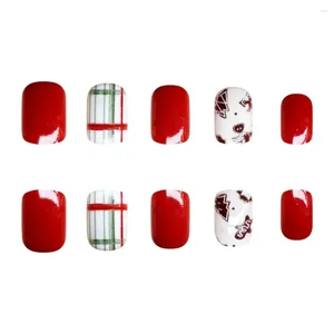 Накладные ногти носимый маникюр французский накладные водонепроницаемые рождественские типсы с квадратной головкой полное покрытие пресс для девочек