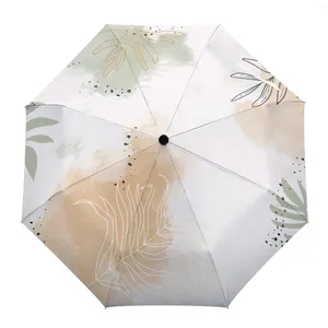 Umbrellas Abstract Tropical Plants Summer Umbrella For Travel Outdoor Male Female Rain Fully-automatic Printed