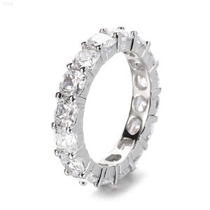 Wholesale Classic Fine Jewelry Rhodium Plated 925 Sterling Silver Radiant Cut Moissanite Eternity Band Ring for Women Wedding