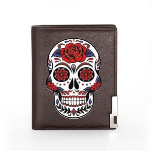 Wallets Classic Fashion Flower Skull Printing Pu Leather Wallet Men Steampunk Holder Short Purse Male194k