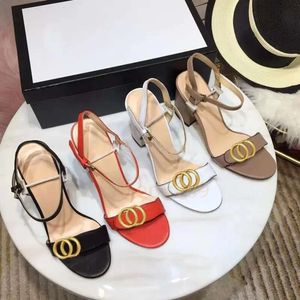 Classic 2023 High Heeled Sandals Party Fashion 100% Leather Women Dance Shoe Designer Sexy Heels Suede Lady Metal Belt Buckle Thick