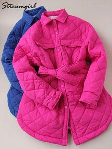 Parka da donna in piumino caldo blu Parka giacche invernali da donna cappotti oversize femminile verde piumino in cotone invernale per donna giacca lunga rosa rossa 231027