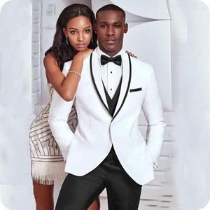 Men's Suits Men's & Blazers White Men For Wedding Black Shawl Lapel Slim Fit Formal Prom Custom Blazer Tuxedos Man Terno Masculino 2