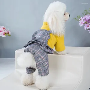 Dog Apparel Dogs Clothes Overalls Thickening Pet Clothing Cat Cotton-padded Jacket Plaid Warm Winter Stand Collar Chihuahua Apparels