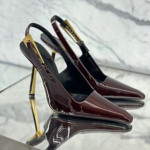 Kadın topuklu siyah patent deri kare sivri uçlu pompalar stiletto topuklu sandaletler 10.5cm en kaliteli kadın tasarımcı elbise toka seksi akşam parti ayakkabıları