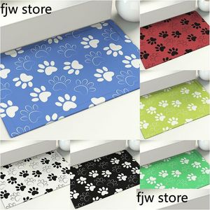 Carpet Dog Paw Footprint Printing Floor Mat Porch Entrance Door Bathroom Non-Slip Absorbent Home Decoration 40X60 50X80Cm Drop Deliv Dhklp